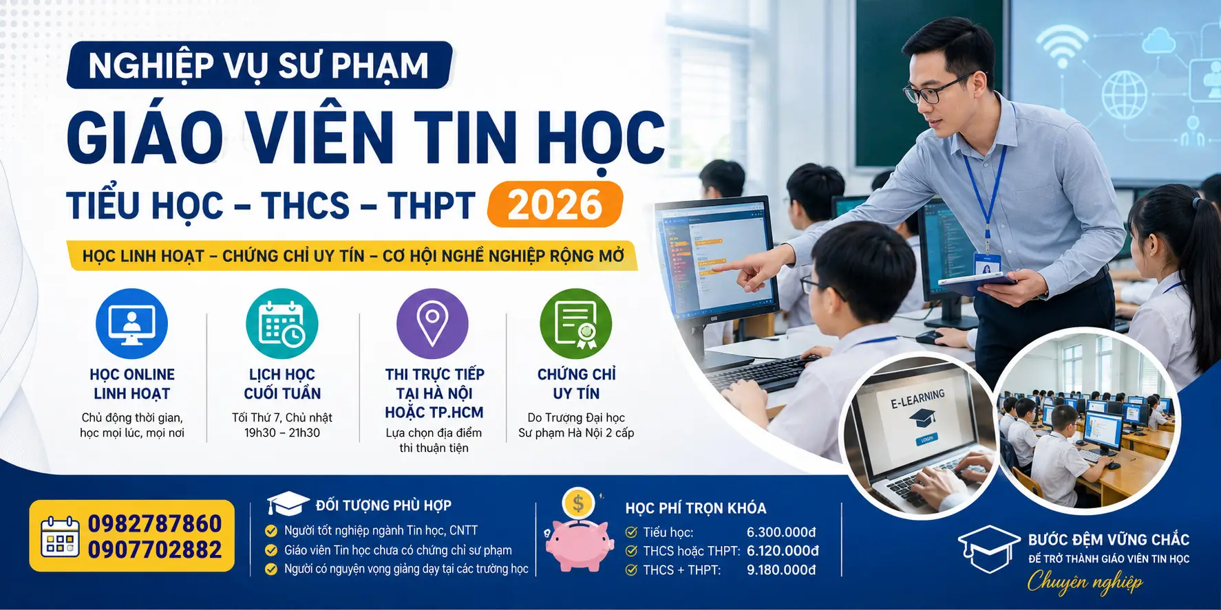 Chứng Chỉ Nghiệp Vụ Sư Phạm Tin Học Tiểu Học & THCS-THPT