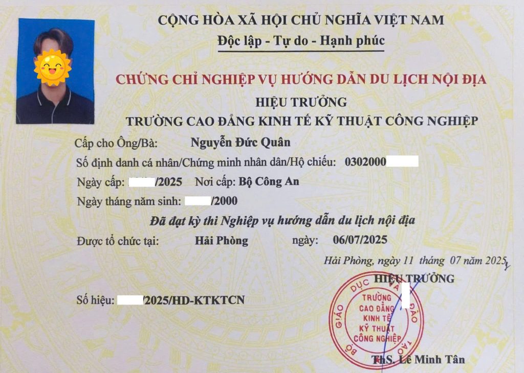 Chứng chỉ hướng dẫn viên du lịch 4 Chứng chỉ hướng dẫn viên du lịch nội địa