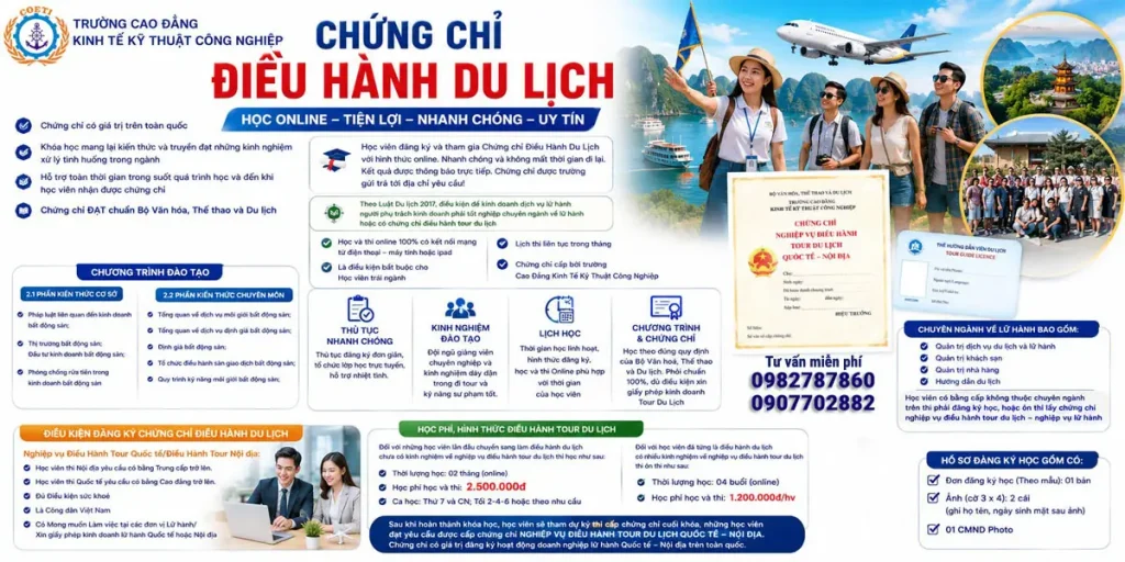 Khóa Học Cấp Chứng Chỉ Điều Hành Du Lịch Nội Địa & Quốc Tế Online 2026 1 Khóa Học Cấp Chứng Chỉ Điều Hành Du Lịch Nội Địa & Quốc Tế Online