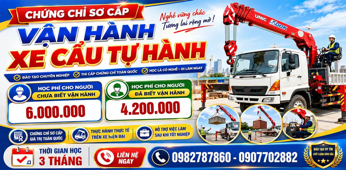 Banner khóa học cấp chứng chỉ vận hành cẩu tự hành tại Hải Phòng