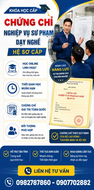 Nghiệp vụ sư phạm dạy nghề hệ sơ cấp học online 2026