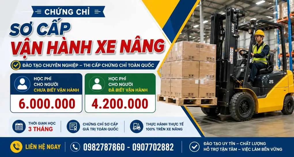 Banner khóa học cấp chứng chỉ vận hành xe nâng hàng tại Hải Phòng