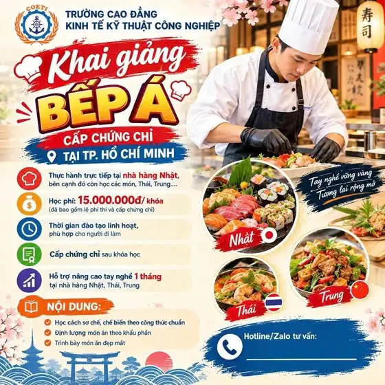 Khoá học cấp chứng chỉ nấu ăn bếp á